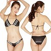 光沢ストレッチライン入りブラ＆ショーツ　ブラック