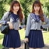 <malymoon>グレー×ネイビーの冬服長袖セーラー服